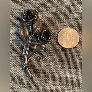 Vintage Sterling Silver (tested) Double Rose Handcrafted Pin possibly 1960’s